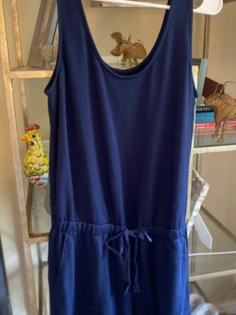 Womens cute blue sleeveless stretch romper sz M